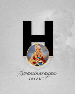 Letter H with Swaminarayan image for Jayanti celebration