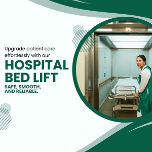 Image of a hospital bed lift with a healthcare worker.