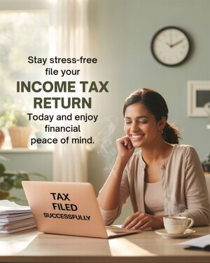 Woman filing income tax return on laptop