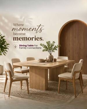 A cozy, modern dining room featuring a light oak table and upholstered cream chairs with an arched wooden feature wall.