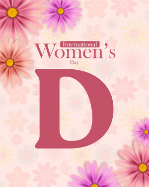 Floral background with 'Women's Day' text and a large letter 'D'