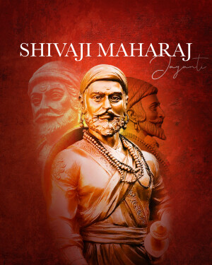 Portrait of Chhatrapati Shivaji Maharaj with faded images in the background