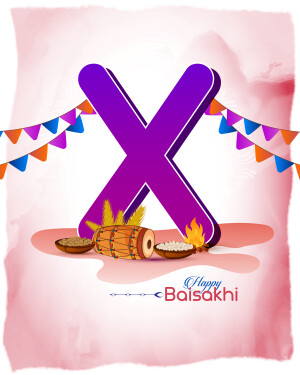 Purple letter X with Baisakhi decorations