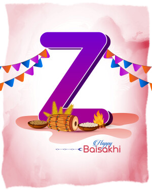 Letter Z with Baisakhi decorations