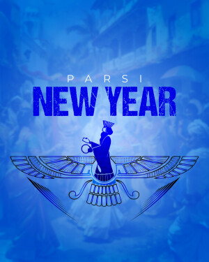 Parsi New Year graphic with Faravahar symbol