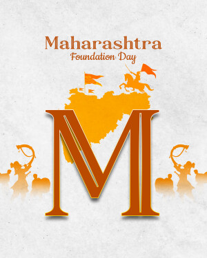 Maharashtra Foundation Day graphic with the state map and historical figures