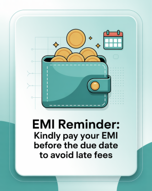 Illustration of a wallet with coins and a calendar, representing an EMI reminder.