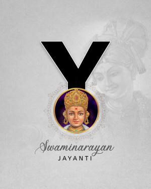 Swaminarayan Jayanti image with a portrait and the letter Y