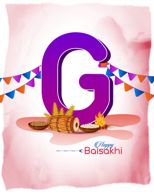 Baisakhi festival greeting with letter G and traditional elements