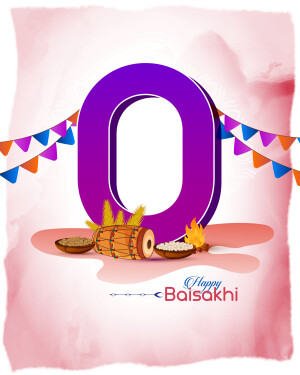 Baisakhi festival illustration with number zero and traditional elements