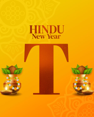 Hindu New Year festive background with traditional elements