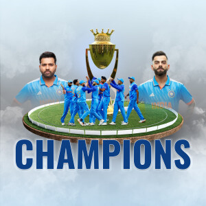 Indian cricket team celebrating with the World Cup trophy