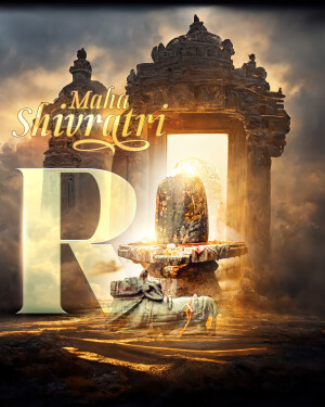 Maha Shivratri festival image with a Shivling and temple gateway