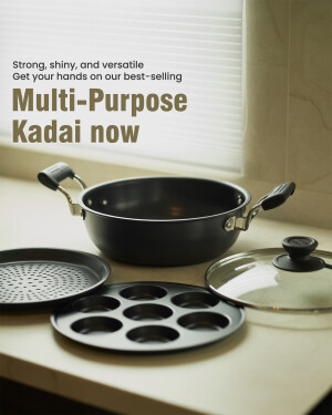 Black Multi-Purpose Kadai with Lid and Accessories