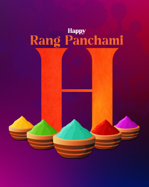 Rang Panchami celebration with colorful powder and a large letter H