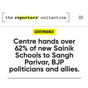 Screenshot of The Reporters' Collective article headline about Sainik Schools