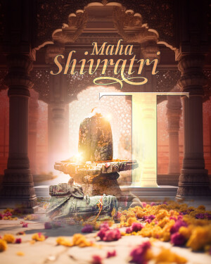 Maha Shivaratri festival image with a Shiv Lingam and temple backdrop