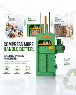 Green industrial baling press machine for recycling and waste compression
