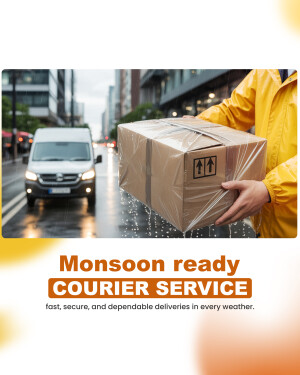 Courier delivering a package in the rain