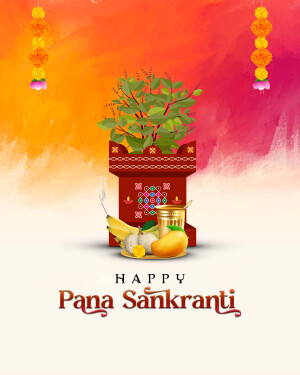 Pana Sankranti festival illustration with traditional elements