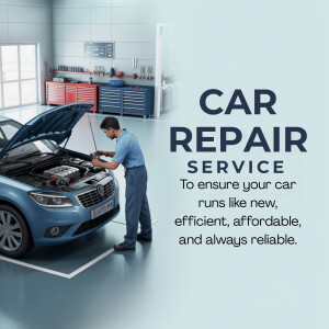Mechanic inspecting car engine in a repair shop