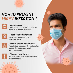 Man wearing a mask to prevent HMPV infection with prevention tips