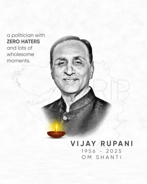 Portrait of Vijay Rupani with a candle and map in the background