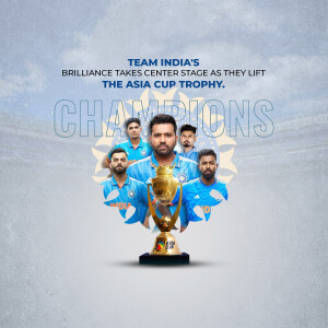 Team India celebrating their Asia Cup victory with the trophy