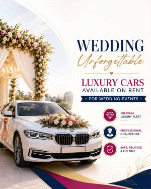 A white luxury car decorated with flowers for a wedding event