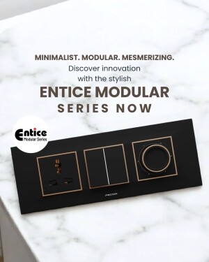 Black Entice Modular switch panel on a marble surface
