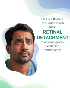 Image of a concerned man with text about retinal detachment