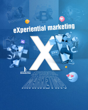 Image depicting experiential marketing with a large 'X' and a person interacting with a smartphone.