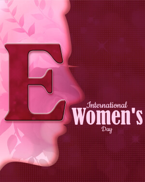 A stylized image featuring the letter 'E' in the shape of a woman's profile, with the text 'International Women's Day'.