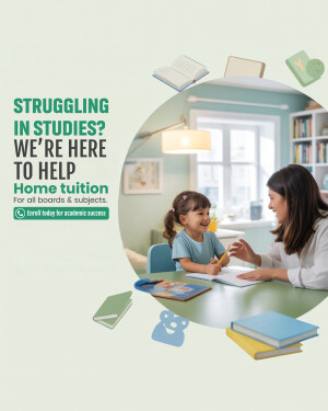 A tutor assisting a young girl with her studies in a home setting.