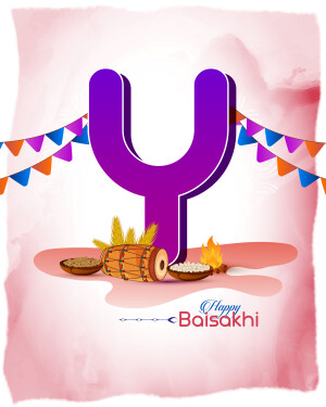 Baisakhi festival greeting with letter Y and traditional elements