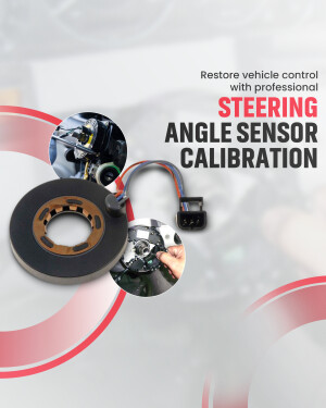Image of an angle steering sensor and calibration process.