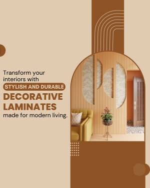Interior design featuring stylish and durable laminates in a modern living room.