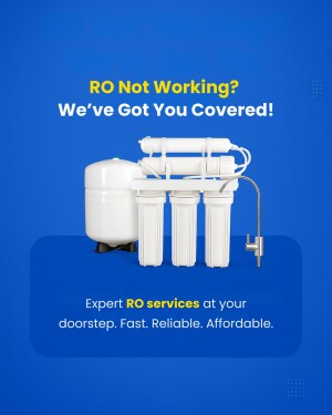 Image of a RO water purifier with text promoting repair services.