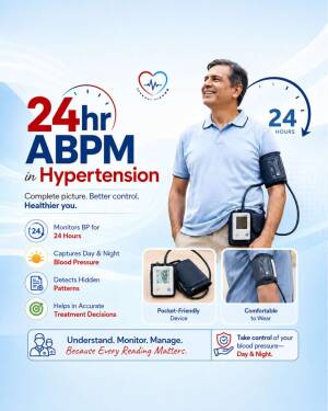Man wearing a 24-hour ambulatory blood pressure monitor for hypertension management