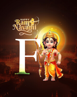Illustration of baby Rama with a bow and arrow, celebrating Ram Navami