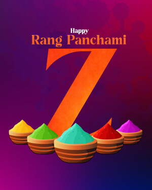 Rang Panchami celebration with colorful powder bowls and the number 7