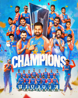 Team India celebrating their victory in the ICC Cricket World Cup 2023