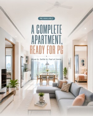 A bright and spacious living room in a modern apartment available for PG rental.