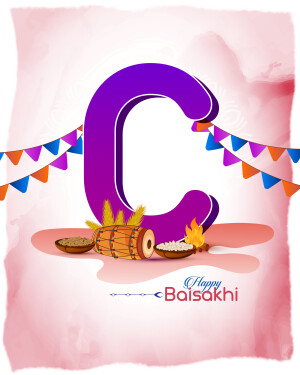 Letter C with Baisakhi decorations