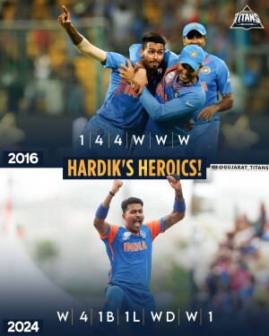 Indian cricket team celebrating a victory with Hardik Pandya featured prominently.