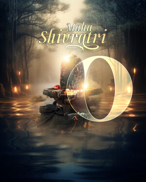 Maha Shivratri festival image with a shivling and glowing halo