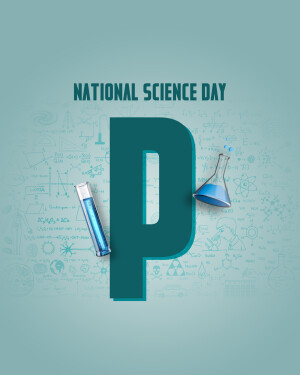National Science Day graphic with science equipment and formulas