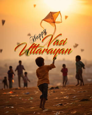 A boy flying a kite during Uttarayan festival