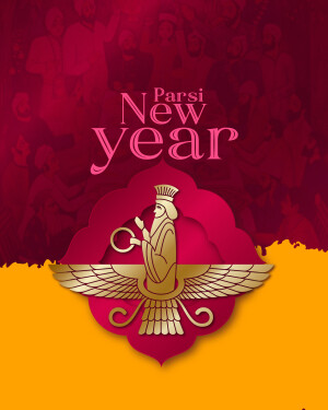 Parsi New Year greeting with Faravahar symbol
