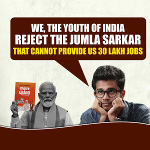 Image depicting a young man expressing dissatisfaction with unfulfilled job promises by the government.